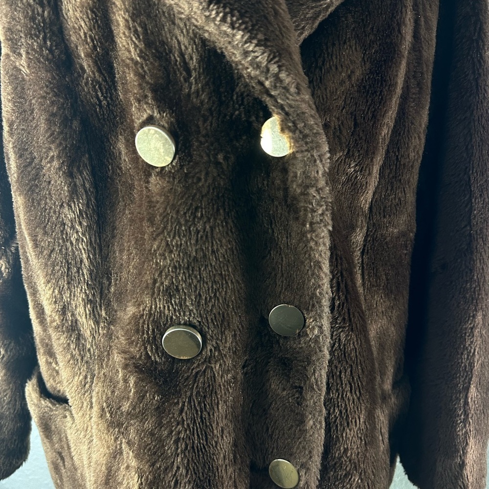 Sears Fashion Vintage Faux Fur Coat Brown Jacket - Picture 4 of 8